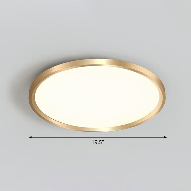 Circle Bedroom Ceiling Flush Mount Fixture Acrylic Simplicity LED Flush Light in Gold Gold 19.5" Remote Control Stepless Dimming Clearhalo 'Ceiling Lights' 'Close To Ceiling Lights' 'Close to ceiling' 'Flush mount' Lighting' 2327125
