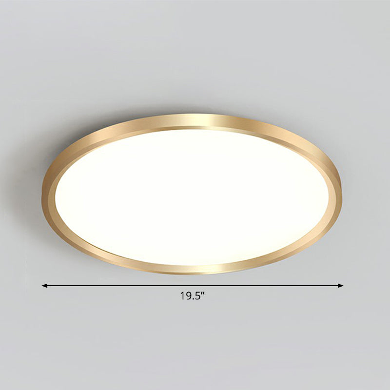 Circle Bedroom Ceiling Flush Mount Fixture Acrylic Simplicity LED Flush Light in Gold Gold 19.5" White Clearhalo 'Ceiling Lights' 'Close To Ceiling Lights' 'Close to ceiling' 'Flush mount' Lighting' 2327126
