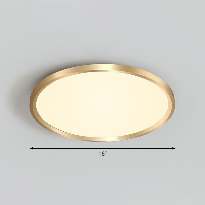 Circle Bedroom Ceiling Flush Mount Fixture Acrylic Simplicity LED Flush Light in Gold Gold 16" Warm Clearhalo 'Ceiling Lights' 'Close To Ceiling Lights' 'Close to ceiling' 'Flush mount' Lighting' 2327127