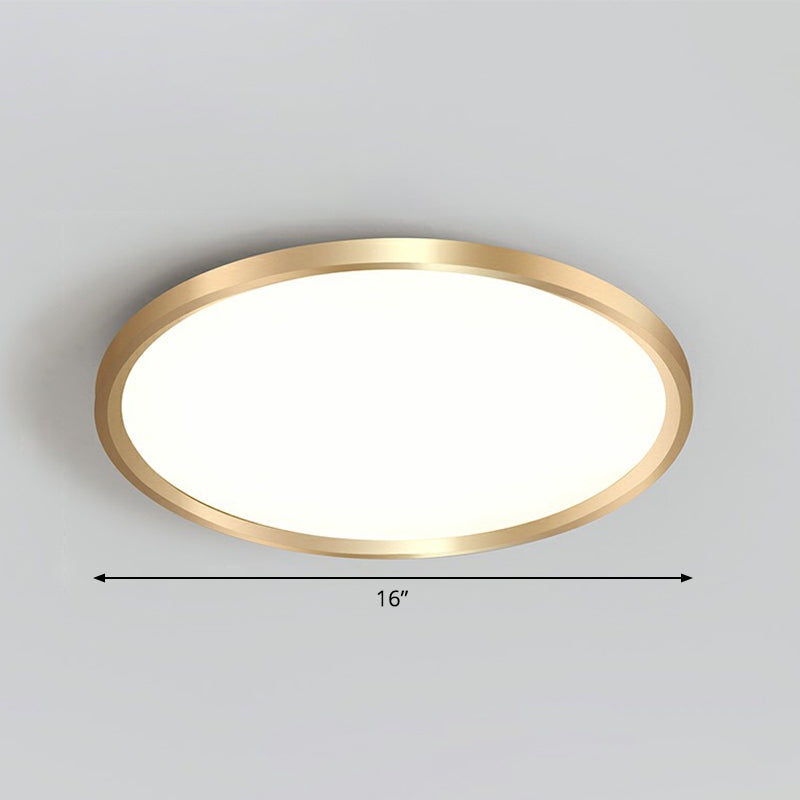 Circle Bedroom Ceiling Flush Mount Fixture Acrylic Simplicity LED Flush Light in Gold Gold 16" White Clearhalo 'Ceiling Lights' 'Close To Ceiling Lights' 'Close to ceiling' 'Flush mount' Lighting' 2327129