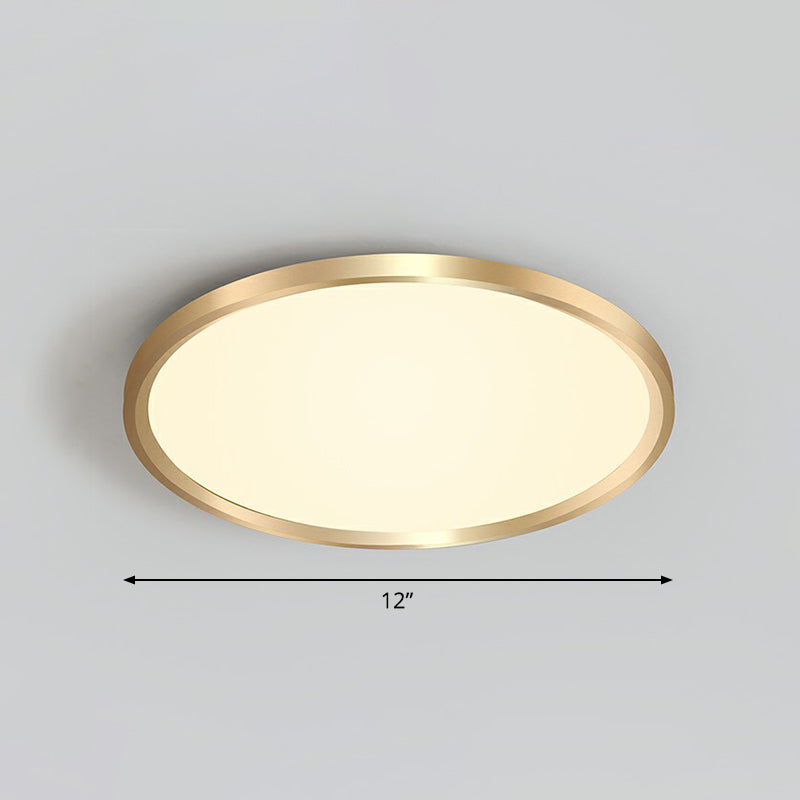 Circle Bedroom Ceiling Flush Mount Fixture Acrylic Simplicity LED Flush Light in Gold Gold 12" Warm Clearhalo 'Ceiling Lights' 'Close To Ceiling Lights' 'Close to ceiling' 'Flush mount' Lighting' 2327130