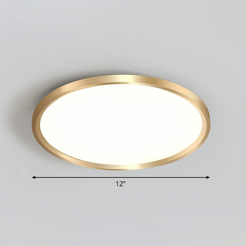Circle Bedroom Ceiling Flush Mount Fixture Acrylic Simplicity LED Flush Light in Gold Gold 12" White Clearhalo 'Ceiling Lights' 'Close To Ceiling Lights' 'Close to ceiling' 'Flush mount' Lighting' 2327132