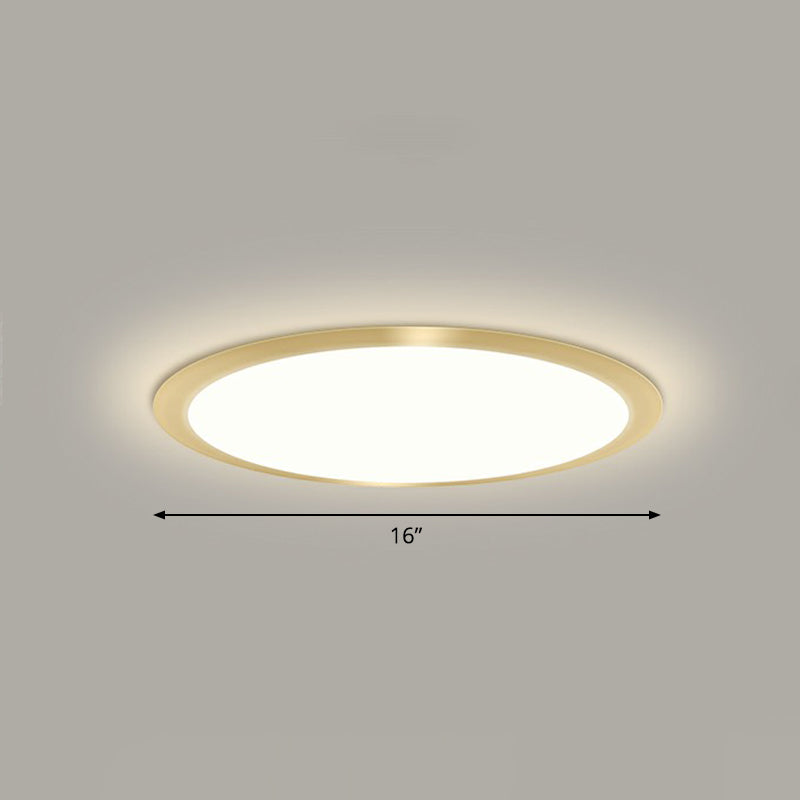 Flat LED Flush Mount Lighting Minimalist Acrylic Ceiling Light Fixture for Bedroom Gold 16" Remote Control Stepless Dimming Clearhalo 'Ceiling Lights' 'Close To Ceiling Lights' 'Close to ceiling' 'Flush mount' Lighting' 2327135