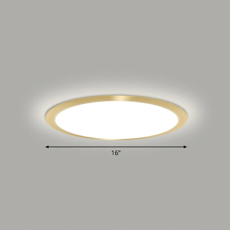 Flat LED Flush Mount Lighting Minimalist Acrylic Ceiling Light Fixture for Bedroom Gold 16" White Clearhalo 'Ceiling Lights' 'Close To Ceiling Lights' 'Close to ceiling' 'Flush mount' Lighting' 2327137
