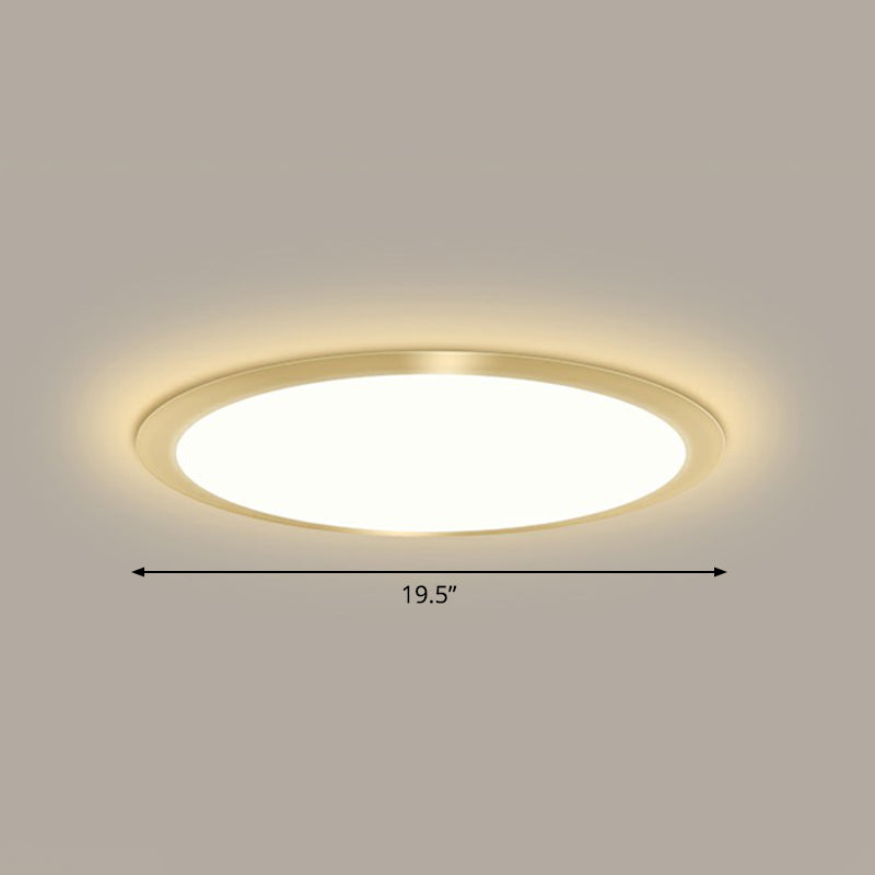 Flat LED Flush Mount Lighting Minimalist Acrylic Ceiling Light Fixture for Bedroom Gold 19.5" Warm Clearhalo 'Ceiling Lights' 'Close To Ceiling Lights' 'Close to ceiling' 'Flush mount' Lighting' 2327139