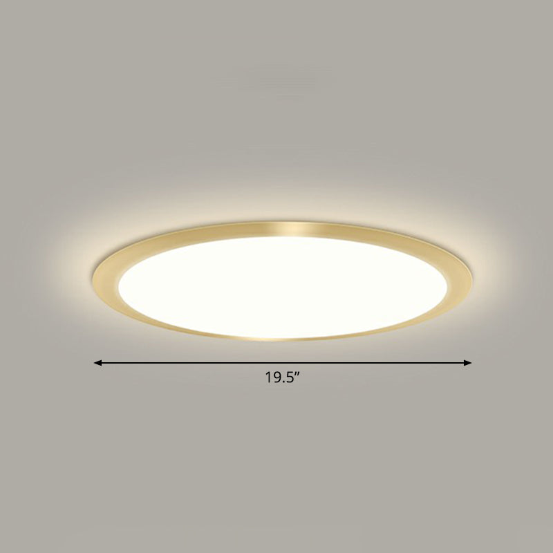 Flat LED Flush Mount Lighting Minimalist Acrylic Ceiling Light Fixture for Bedroom Gold 19.5" Remote Control Stepless Dimming Clearhalo 'Ceiling Lights' 'Close To Ceiling Lights' 'Close to ceiling' 'Flush mount' Lighting' 2327141