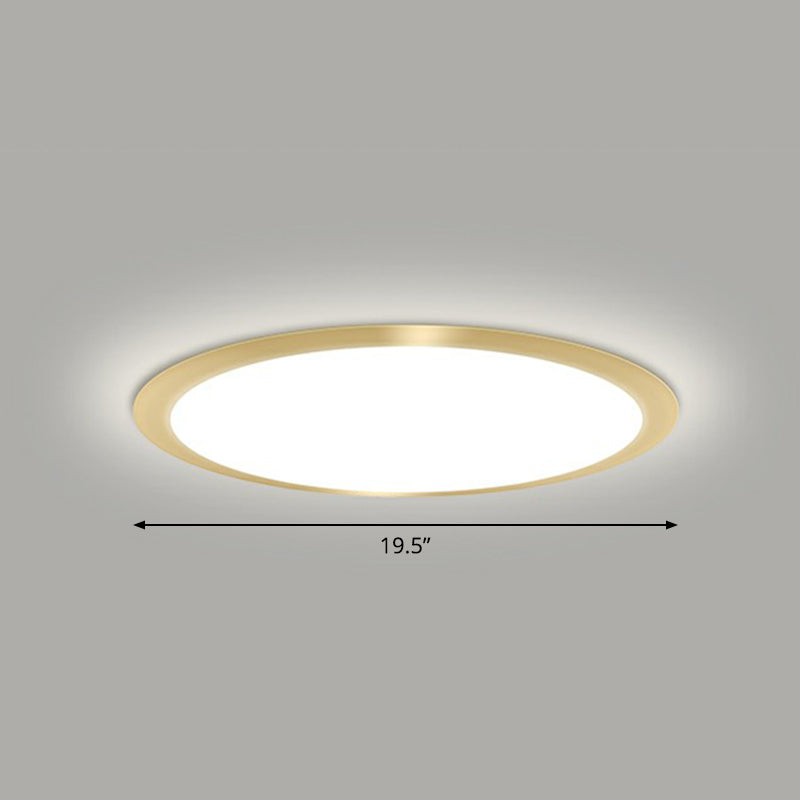 Flat LED Flush Mount Lighting Minimalist Acrylic Ceiling Light Fixture for Bedroom Gold 19.5" White Clearhalo 'Ceiling Lights' 'Close To Ceiling Lights' 'Close to ceiling' 'Flush mount' Lighting' 2327143