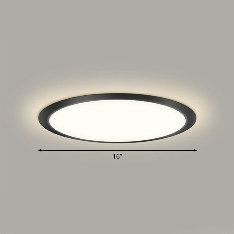 Flat LED Flush Mount Lighting Minimalist Acrylic Ceiling Light Fixture for Bedroom Black 16" Remote Control Stepless Dimming Clearhalo 'Ceiling Lights' 'Close To Ceiling Lights' 'Close to ceiling' 'Flush mount' Lighting' 2327145