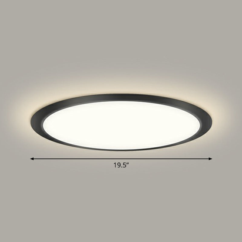 Flat LED Flush Mount Lighting Minimalist Acrylic Ceiling Light Fixture for Bedroom Black 19.5" Remote Control Stepless Dimming Clearhalo 'Ceiling Lights' 'Close To Ceiling Lights' 'Close to ceiling' 'Flush mount' Lighting' 2327148