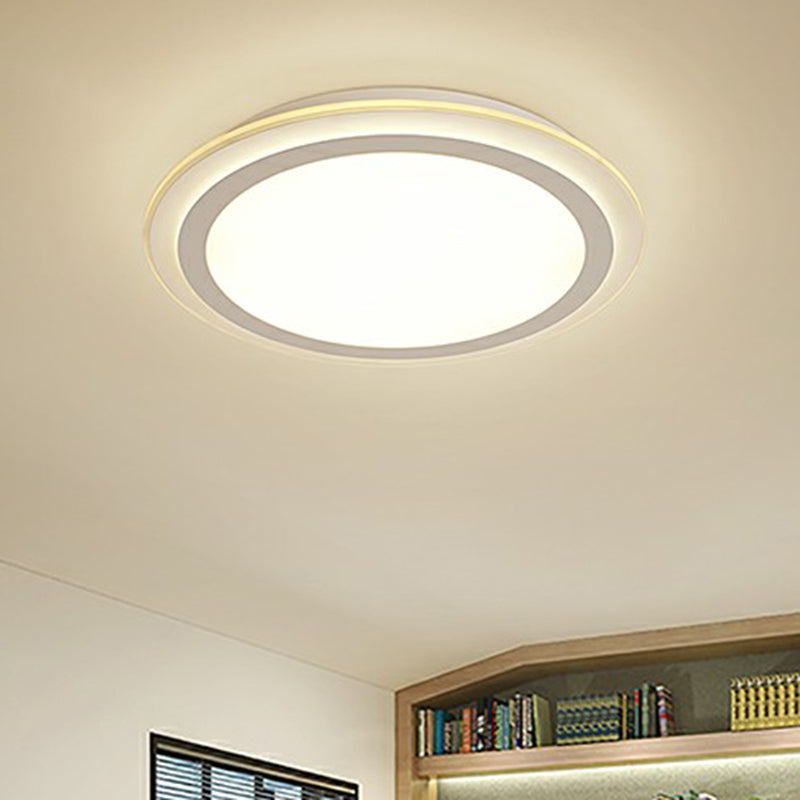 White Disc Flush Mount Light Nordic Acrylic Surface Mounted Led Ceiling Light for Office White Remote Control Stepless Dimming Clearhalo 'Ceiling Lights' 'Close To Ceiling Lights' 'Close to ceiling' 'Flush mount' Lighting' 2327175