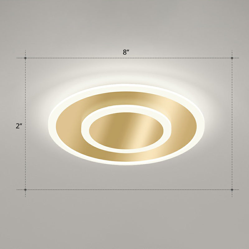 Geometric Shape Corridor Ceiling Light Acrylic Minimalism LED Flush Mount Fixture in Gold Gold White Round Clearhalo 'Ceiling Lights' 'Close To Ceiling Lights' 'Close to ceiling' 'Flush mount' Lighting' 2327179