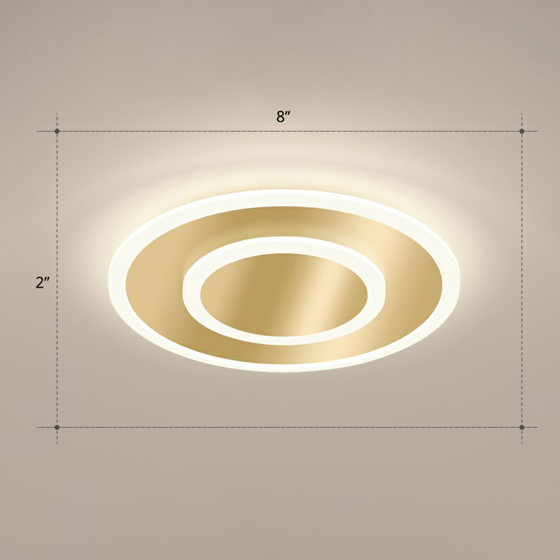 Geometric Shape Corridor Ceiling Light Acrylic Minimalism LED Flush Mount Fixture in Gold Gold Third Gear Round Clearhalo 'Ceiling Lights' 'Close To Ceiling Lights' 'Close to ceiling' 'Flush mount' Lighting' 2327180