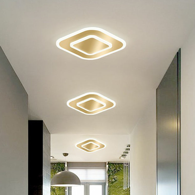 Geometric Shape Corridor Ceiling Light Acrylic Minimalism LED Flush Mount Fixture in Gold Clearhalo 'Ceiling Lights' 'Close To Ceiling Lights' 'Close to ceiling' 'Flush mount' Lighting' 2327182