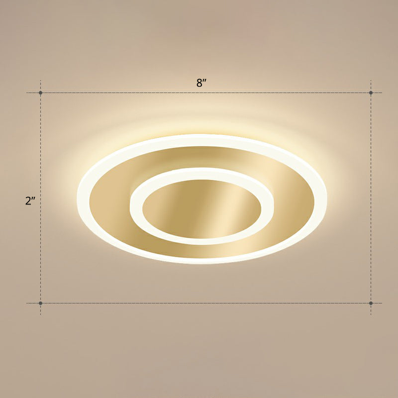 Geometric Shape Corridor Ceiling Light Acrylic Minimalism LED Flush Mount Fixture in Gold Gold Warm Round Clearhalo 'Ceiling Lights' 'Close To Ceiling Lights' 'Close to ceiling' 'Flush mount' Lighting' 2327183