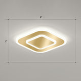 Geometric Shape Corridor Ceiling Light Acrylic Minimalism LED Flush Mount Fixture in Gold Gold White Square Plate Clearhalo 'Ceiling Lights' 'Close To Ceiling Lights' 'Close to ceiling' 'Flush mount' Lighting' 2327184