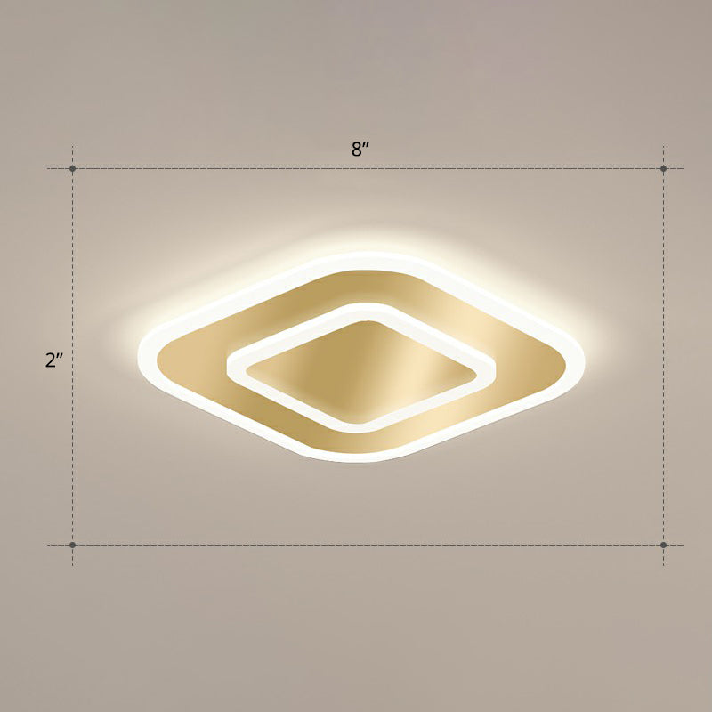 Geometric Shape Corridor Ceiling Light Acrylic Minimalism LED Flush Mount Fixture in Gold Gold Third Gear Square Plate Clearhalo 'Ceiling Lights' 'Close To Ceiling Lights' 'Close to ceiling' 'Flush mount' Lighting' 2327186