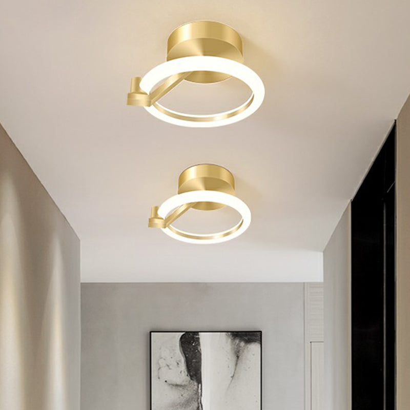 Small Flush Mount Ceiling Fixture Simplicity Metal Gold Finish Semi Mount Lighting for Corridor Clearhalo 'Ceiling Lights' 'Close To Ceiling Lights' 'Close to ceiling' 'Semi-flushmount' Lighting' 2327195
