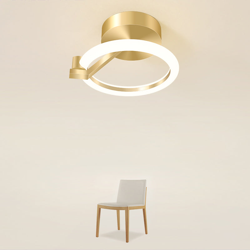 Small Flush Mount Ceiling Fixture Simplicity Metal Gold Finish Semi Mount Lighting for Corridor Clearhalo 'Ceiling Lights' 'Close To Ceiling Lights' 'Close to ceiling' 'Semi-flushmount' Lighting' 2327198