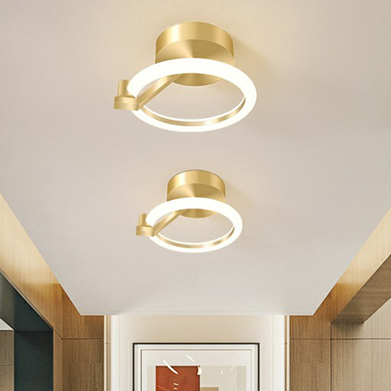 Small Flush Mount Ceiling Fixture Simplicity Metal Gold Finish Semi Mount Lighting for Corridor Clearhalo 'Ceiling Lights' 'Close To Ceiling Lights' 'Close to ceiling' 'Semi-flushmount' Lighting' 2327200