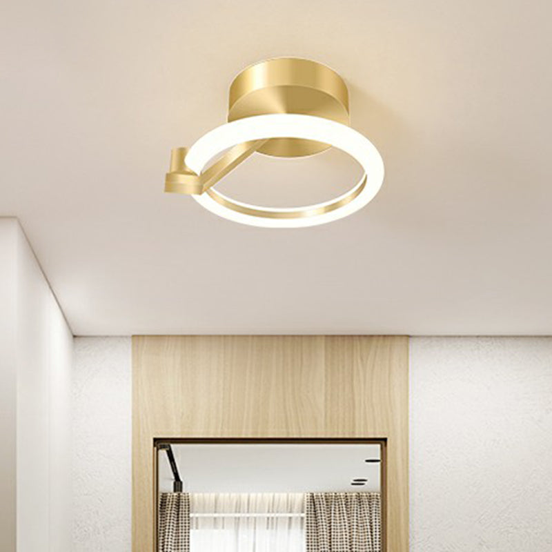 Small Flush Mount Ceiling Fixture Simplicity Metal Gold Finish Semi Mount Lighting for Corridor Clearhalo 'Ceiling Lights' 'Close To Ceiling Lights' 'Close to ceiling' 'Semi-flushmount' Lighting' 2327202