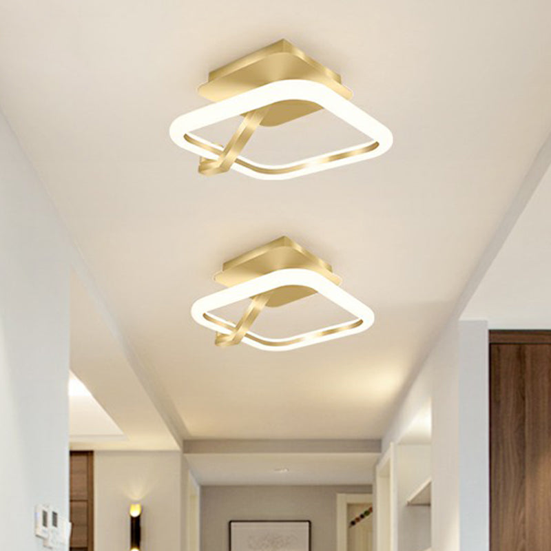 Small Flush Mount Ceiling Fixture Simplicity Metal Gold Finish Semi Mount Lighting for Corridor Clearhalo 'Ceiling Lights' 'Close To Ceiling Lights' 'Close to ceiling' 'Semi-flushmount' Lighting' 2327203