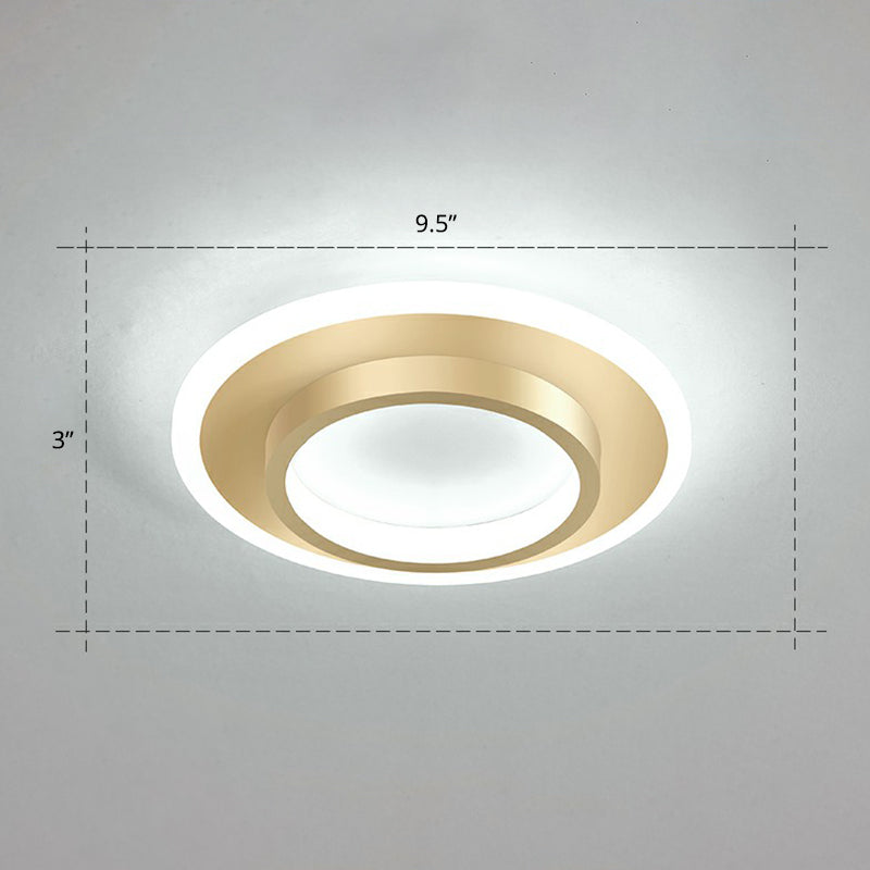 Simple Style Geometric Flushmount Ceiling Lamp Metal Corridor Flush Mounted Light Gold White Round Clearhalo 'Ceiling Lights' 'Close To Ceiling Lights' 'Close to ceiling' 'Flush mount' Lighting' 2327228