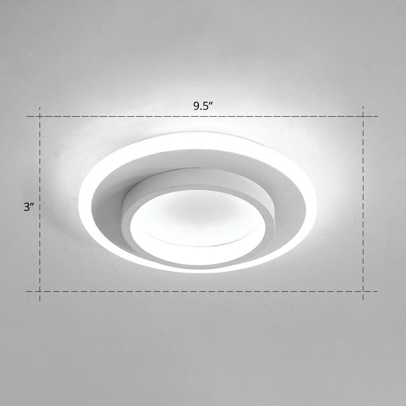 Simple Style Geometric Flushmount Ceiling Lamp Metal Corridor Flush Mounted Light White White Round Clearhalo 'Ceiling Lights' 'Close To Ceiling Lights' 'Close to ceiling' 'Flush mount' Lighting' 2327233