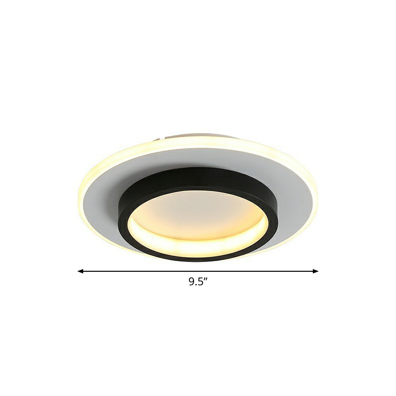 Black Finish Geometric LED Ceiling Flush Light Nordic Metal Flush Mounted Fixture for Aisle Black White Round Clearhalo 'Ceiling Lights' 'Close To Ceiling Lights' 'Close to ceiling' 'Flush mount' Lighting' 2327241
