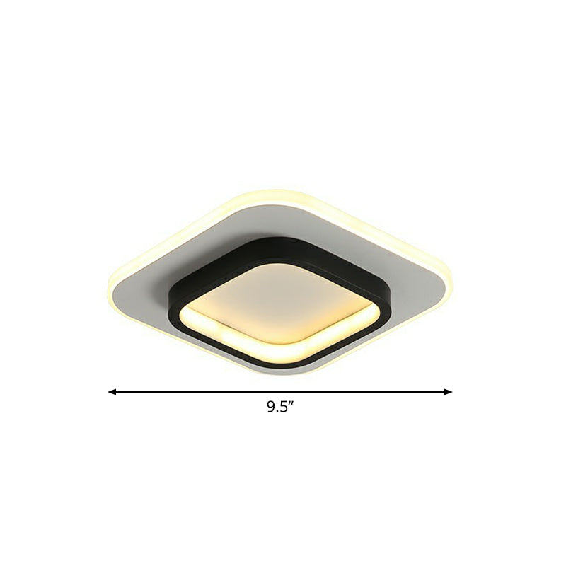 Black Finish Geometric LED Ceiling Flush Light Nordic Metal Flush Mounted Fixture for Aisle Black Third Gear Square Plate Clearhalo 'Ceiling Lights' 'Close To Ceiling Lights' 'Close to ceiling' 'Flush mount' Lighting' 2327246