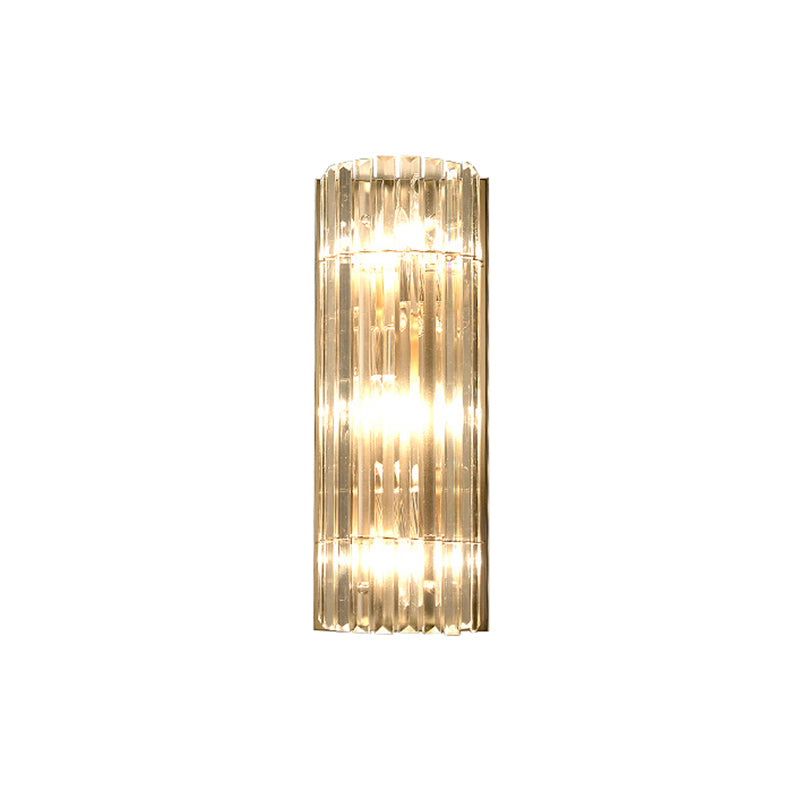 Modern 3-Light Flush Wall Scone Gold Half-Cylinder Wall Light with Crystal Shade Clearhalo 'Modern wall lights' 'Modern' 'Wall Lamps & Sconces' 'Wall Lights' Lighting' 2327267