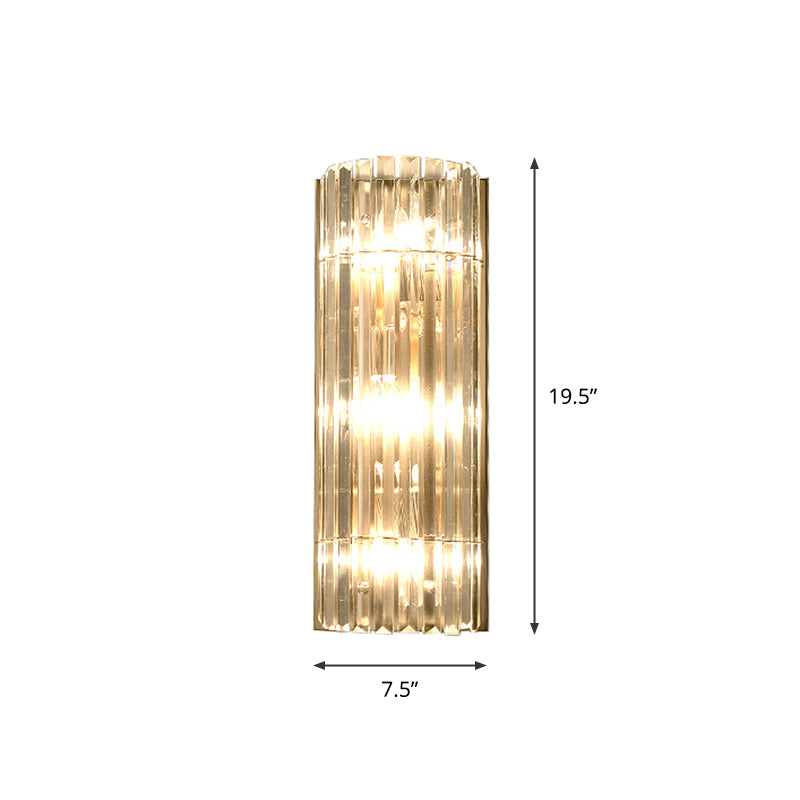 Modern 3-Light Flush Wall Scone Gold Half-Cylinder Wall Light with Crystal Shade Clearhalo 'Modern wall lights' 'Modern' 'Wall Lamps & Sconces' 'Wall Lights' Lighting' 2327268