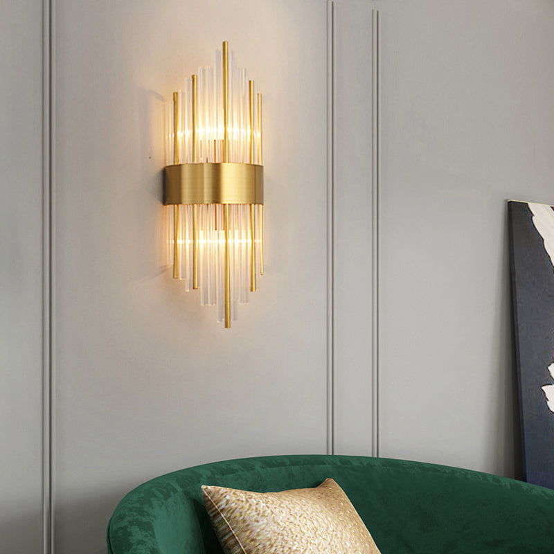 K9 Crystal Sticks Wall Sconce Postmodern 2-Light Wall Mounted Light for Living Room Clearhalo 'Modern wall lights' 'Modern' 'Wall Lamps & Sconces' 'Wall Lights' Lighting' 2327285