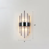 K9 Crystal Sticks Wall Sconce Postmodern 2-Light Wall Mounted Light for Living Room Black 8" Clearhalo 'Modern wall lights' 'Modern' 'Wall Lamps & Sconces' 'Wall Lights' Lighting' 2327286