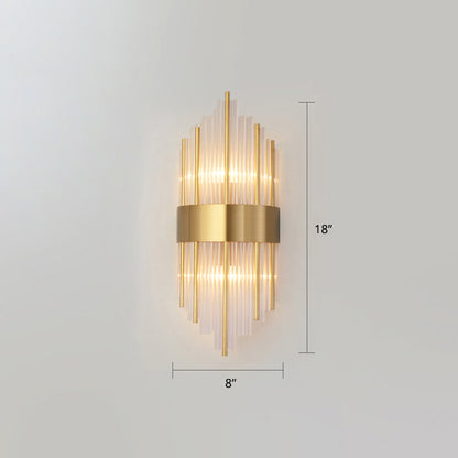 K9 Crystal Sticks Wall Sconce Postmodern 2-Light Wall Mounted Light for Living Room Gold 8" Clearhalo 'Modern wall lights' 'Modern' 'Wall Lamps & Sconces' 'Wall Lights' Lighting' 2327289