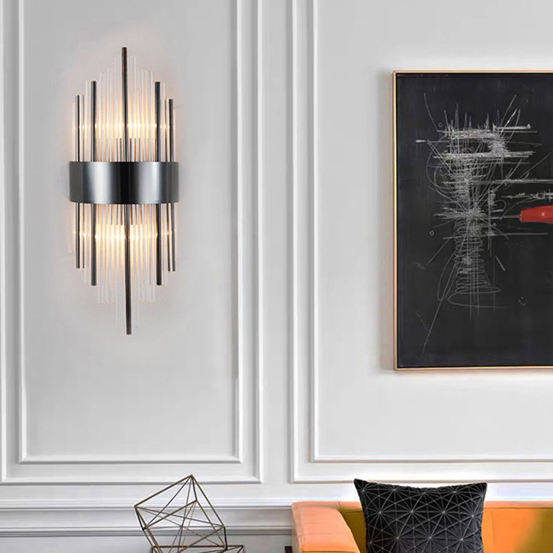 Flute Sconce Lamp Modern Clear Crystal Rod Living Room Wall Mounted Lighting Fixture Clearhalo 'Modern wall lights' 'Modern' 'Wall Lamps & Sconces' 'Wall Lights' Lighting' 2327292