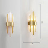 Flute Sconce Lamp Modern Clear Crystal Rod Living Room Wall Mounted Lighting Fixture Gold 7" Clearhalo 'Modern wall lights' 'Modern' 'Wall Lamps & Sconces' 'Wall Lights' Lighting' 2327294