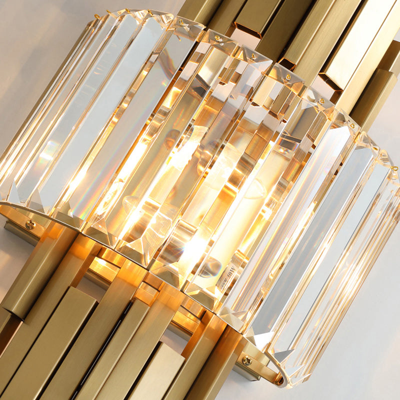 Brass Sticks Wall Sconce Lighting Postmodern 2-Light Crystal Wall Mount Light Fixture Clearhalo 'Cast Iron' 'Glass' 'Industrial' 'Modern wall lights' 'Modern' 'Tiffany' 'Traditional wall lights' 'Wall Lamps & Sconces' 'Wall Lights' Lighting' 2327360