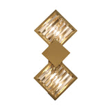 Brass Finish Rhombus Wall Light Minimalistic 2 Bulbs K9 Crystal Sconce Lamp for Living Room Clearhalo 'Cast Iron' 'Glass' 'Industrial' 'Modern wall lights' 'Modern' 'Tiffany' 'Traditional wall lights' 'Wall Lamps & Sconces' 'Wall Lights' Lighting' 2327367