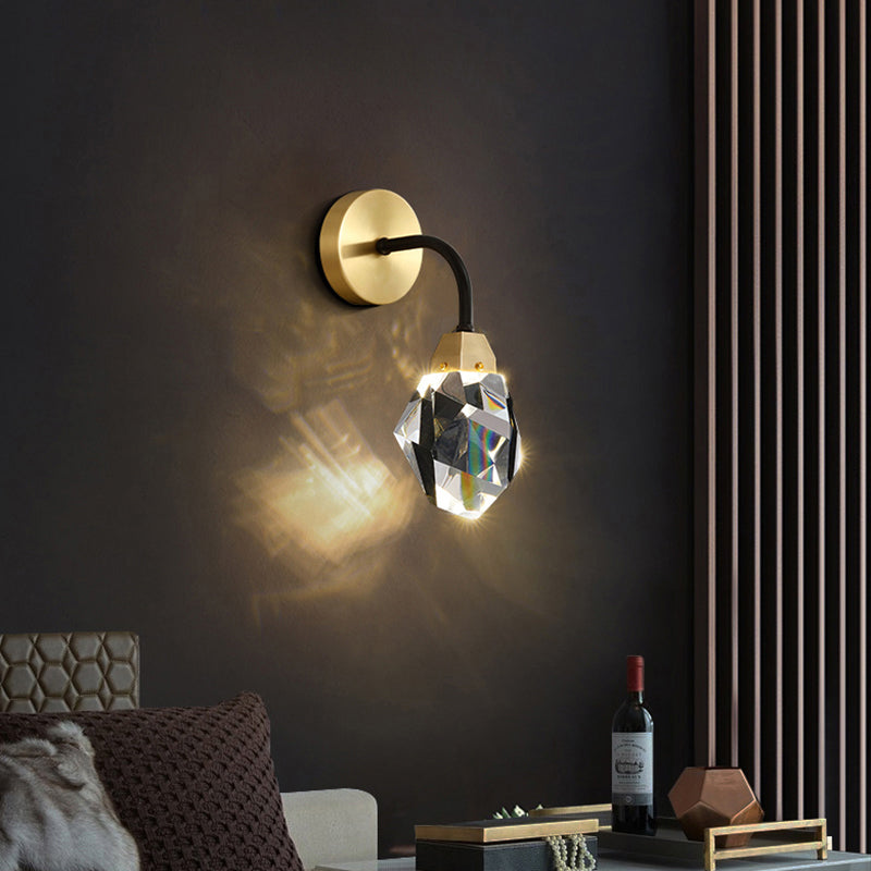 Beveled K9 Crystal Gem Shaped Wall Lamp Simplicity LED Sconce Light Fixture for Bedroom Clearhalo 'Cast Iron' 'Glass' 'Industrial' 'Modern wall lights' 'Modern' 'Tiffany' 'Traditional wall lights' 'Wall Lamps & Sconces' 'Wall Lights' Lighting' 2327387