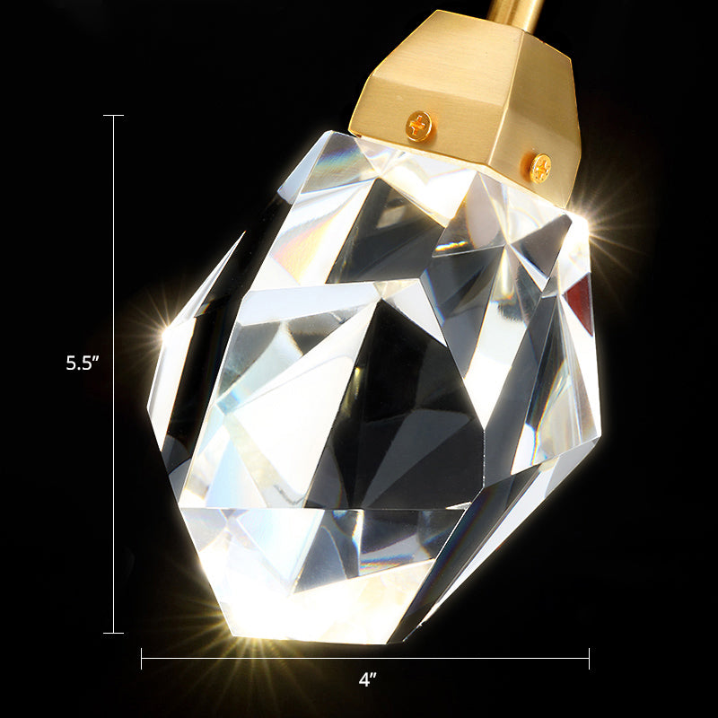 Beveled K9 Crystal Gem Shaped Wall Lamp Simplicity LED Sconce Light Fixture for Bedroom Clearhalo 'Cast Iron' 'Glass' 'Industrial' 'Modern wall lights' 'Modern' 'Tiffany' 'Traditional wall lights' 'Wall Lamps & Sconces' 'Wall Lights' Lighting' 2327389