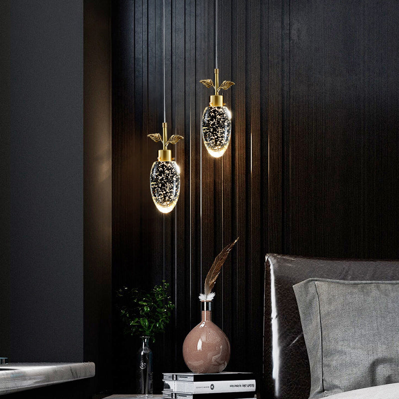 Seedy Crystal Fruit LED Pendant Light Simple Style Golden Suspension Lamp for Bedroom Clearhalo 'Ceiling Lights' 'Modern Pendants' 'Modern' 'Pendant Lights' 'Pendants' Lighting' 2327392
