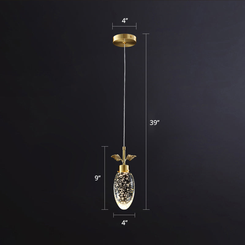 Seedy Crystal Fruit LED Pendant Light Simple Style Golden Suspension Lamp for Bedroom Clearhalo 'Ceiling Lights' 'Modern Pendants' 'Modern' 'Pendant Lights' 'Pendants' Lighting' 2327395
