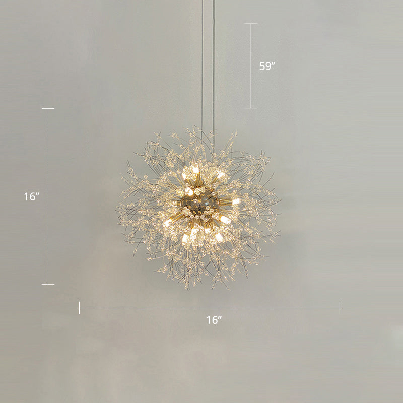 Modern Stylish Dandelion Chandelier Clear Crystal Bead Bedroom LED Ceiling Light in Brass 8 Clear Clearhalo 'Ceiling Lights' 'Chandeliers' 'Clear' 'Industrial' 'Modern Chandeliers' 'Modern' 'Tiffany' 'Traditional Chandeliers' Lighting' 2327414