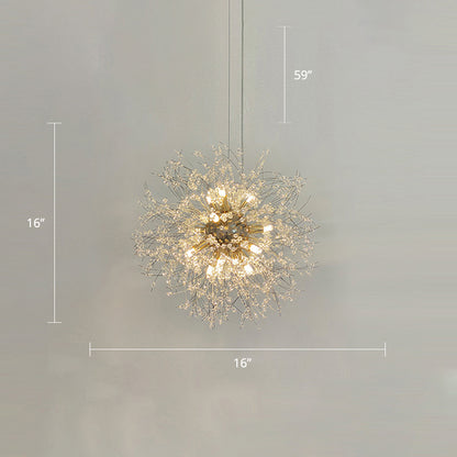 Modern Stylish Dandelion Chandelier Clear Crystal Bead Bedroom LED Ceiling Light in Brass 8 Clear Clearhalo 'Ceiling Lights' 'Chandeliers' 'Clear' 'Industrial' 'Modern Chandeliers' 'Modern' 'Tiffany' 'Traditional Chandeliers' Lighting' 2327414