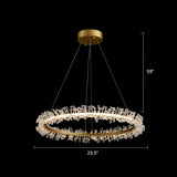 Minimalistic Circle Chandelier Pendant Flower Crystal Dining Room LED Suspension Light Gold 23.5" Clearhalo 'Ceiling Lights' 'Chandeliers' 'Modern Chandeliers' 'Modern' Lighting' 2327462