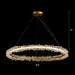 Minimalistic Circle Chandelier Pendant Flower Crystal Dining Room LED Suspension Light Gold 35.5" Clearhalo 'Ceiling Lights' 'Chandeliers' 'Modern Chandeliers' 'Modern' Lighting' 2327464