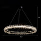 Minimalistic Circle Chandelier Pendant Flower Crystal Dining Room LED Suspension Light Black 35.5" Clearhalo 'Ceiling Lights' 'Chandeliers' 'Modern Chandeliers' 'Modern' Lighting' 2327466