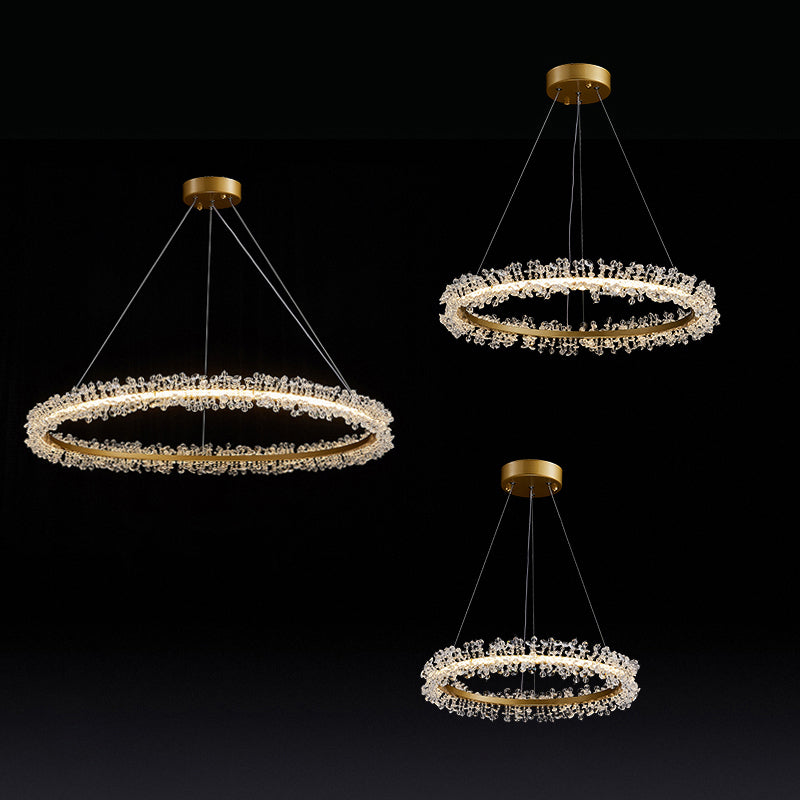 Minimalistic Circle Chandelier Pendant Flower Crystal Dining Room LED Suspension Light Clearhalo 'Ceiling Lights' 'Chandeliers' 'Modern Chandeliers' 'Modern' Lighting' 2327467