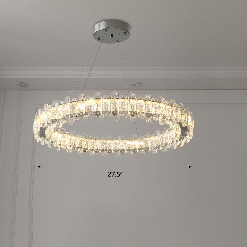 K9 Crystal Ring Shaped Suspension Lamp Simplicity Chrome Finish LED Chandelier Pendant Light Clearhalo 'Ceiling Lights' 'Chandeliers' 'Modern Chandeliers' 'Modern' Lighting' 2327476