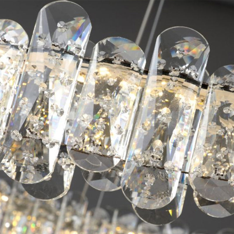 K9 Crystal Ring Shaped Suspension Lamp Simplicity Chrome Finish LED Chandelier Pendant Light Clearhalo 'Ceiling Lights' 'Chandeliers' 'Modern Chandeliers' 'Modern' Lighting' 2327477